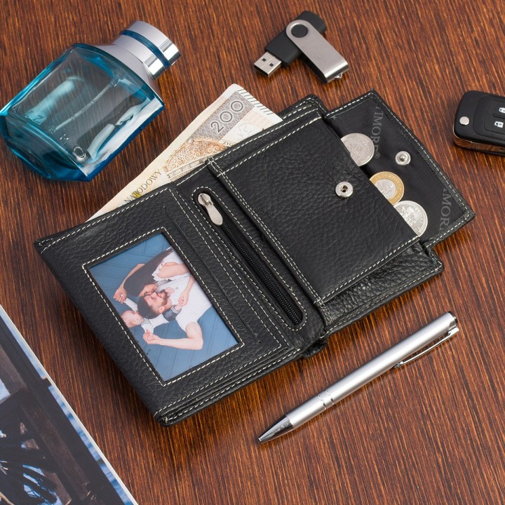 Portfel skórzany czarny vintage duży RFiD Beltimore - krateczka.pl