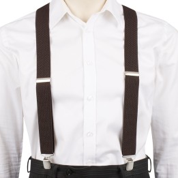 Szelki do spodni męskie eleganckie mocne V brązowe SZ2 | krateczka.pl