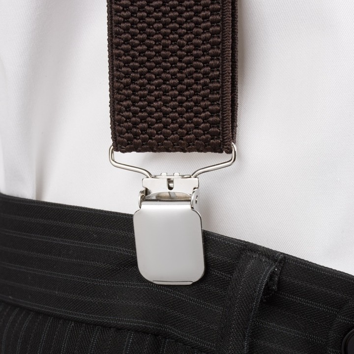 Szelki do spodni męskie eleganckie mocne V brązowe SZ2 | krateczka.pl