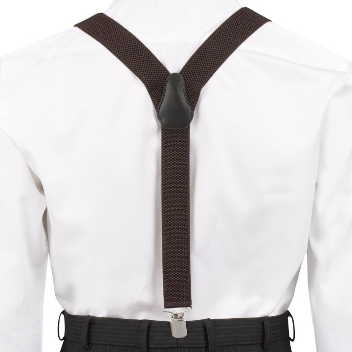 Szelki do spodni męskie eleganckie mocne V brązowe SZ2 | krateczka.pl
