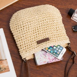 Ecru Torba na lato pasek suwak solidna plecionka boho -Krateczka.pl