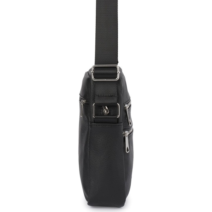 Czarna męska skórzana torba listonoszka elegancka praktyczna | Sklep Krateczka.pl