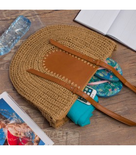 Brązowa Torba damska  na lato pasek suwak solidna boho -Krateczka.pl