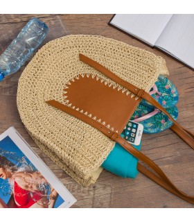 Beżowa Torba damska  na lato pasek suwak solidna boho -Krateczka.pl