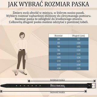 Skórzany pasek damski skóra naturalna 3 cm Beltimore D97|Krateczka.pl