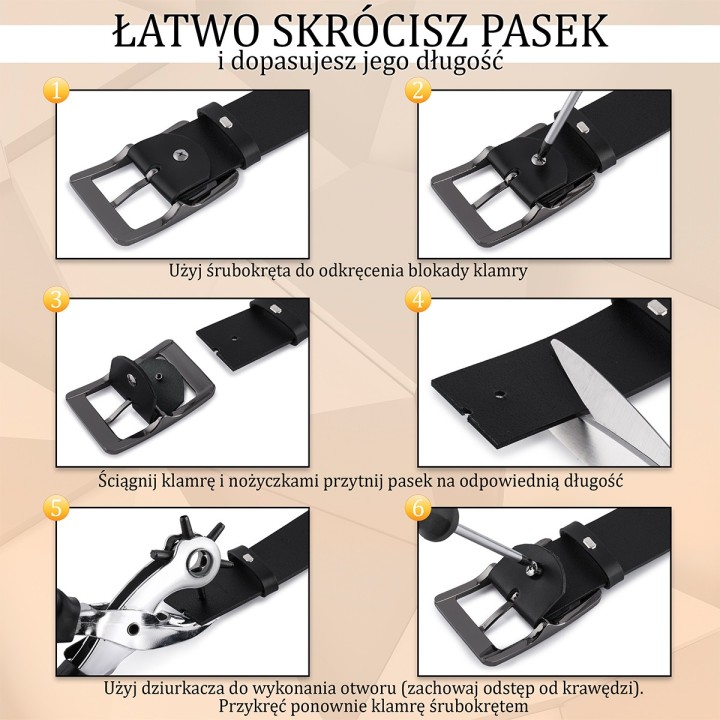 Skórzany pasek damski skóra naturalna 3 cm Beltimore E52|Krateczka.pl