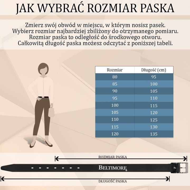 Skórzany pasek damski skóra naturalna 1,8cm Beltimore O23|Krateczka.pl
