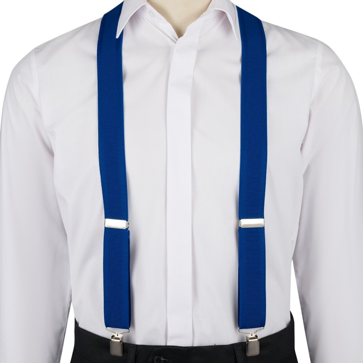Szelki do spodni męskie eleganckie mocne V niebieskie SZ6 | krateczka.pl