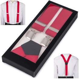 Szelki do spodni męskie eleganckie mocne V czerwone SZ6 | krateczka.pl
