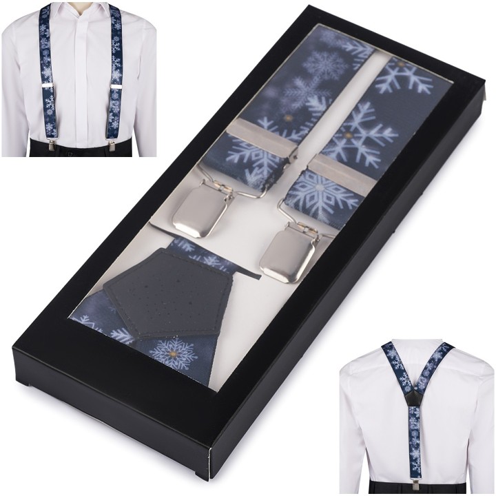 Szelki do spodni męskie eleganckie mocne V w śnieżki SZ6 | krateczka.pl