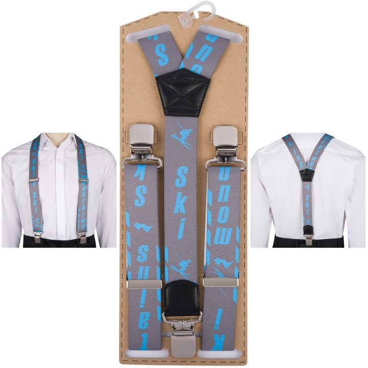 Szelki do spodni męskie eleganckie mocne V narciarskie niebieskie SZ7 | krateczka.pl