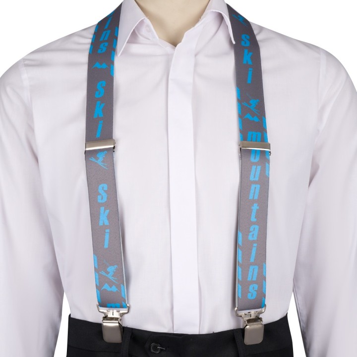 Szelki do spodni męskie eleganckie mocne V narciarskie niebieskie SZ7 | krateczka.pl