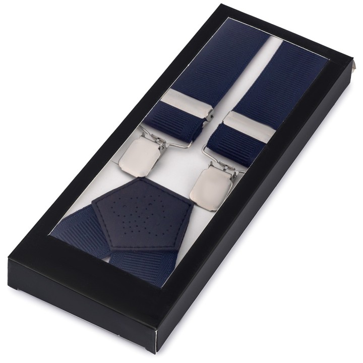 Szelki do spodni męskie eleganckie mocne V granatowe SZ6 | krateczka.pl