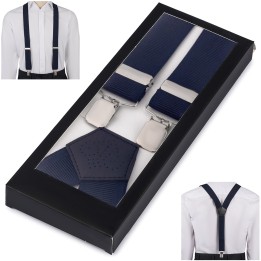 Szelki do spodni męskie eleganckie mocne V granatowe SZ6 | krateczka.pl