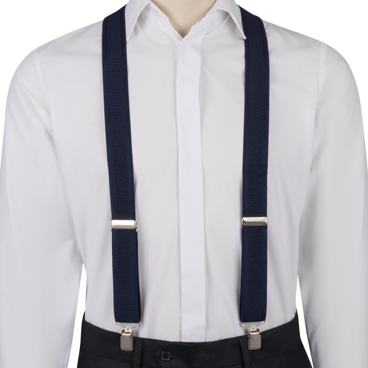Szelki do spodni męskie eleganckie mocne V granatowe SZ6 | krateczka.pl