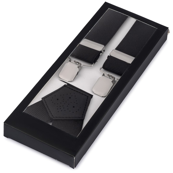 Szelki do spodni męskie eleganckie mocne V czarne SZ6 | krateczka.pl