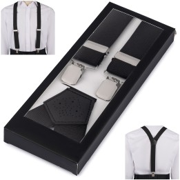 Szelki do spodni męskie eleganckie mocne V czarne SZ6 | krateczka.pl