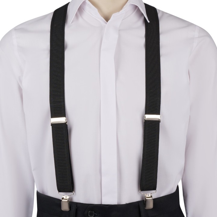 Szelki do spodni męskie eleganckie mocne V czarne SZ6 | krateczka.pl
