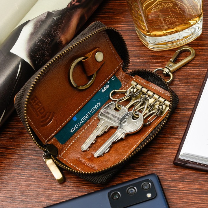 Etui na klucze premium skórzane kluczówka tan Beltimore- krateczka.pl
