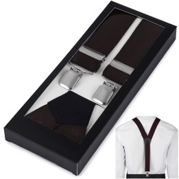 Szelki do spodni męskie eleganckie mocne V brązowe SZ6 | krateczka.pl