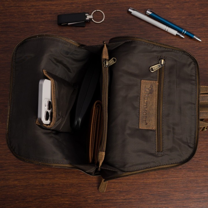 Plecak saszetka nerka przez ramię crossbody brazowy S11 | Sklep Krateczka.pl