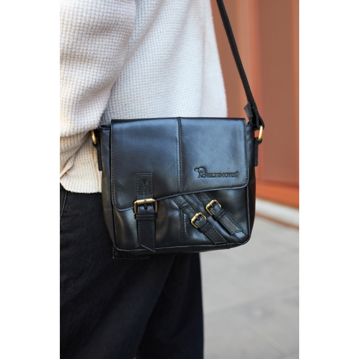 Beltimore torba męska na ramię skórzana elegancka czarna N03 | Krateczka.pl