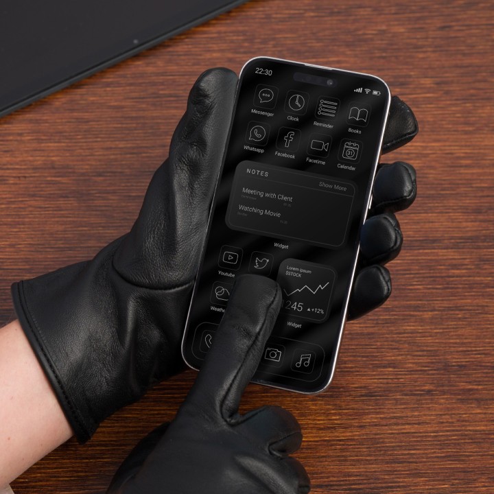 Rękawiczki skórzane damskie czarne polar BELTIMORE touch finger na dotyk | Krateczka.pl