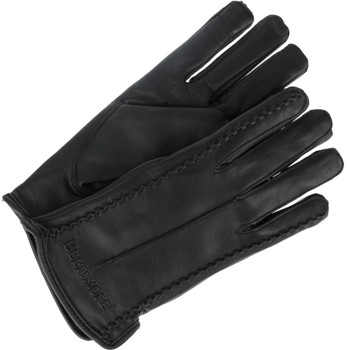 Rękawiczki skórzane damskie czarne polar touch finger BELTIMORE | Krateczka.pl