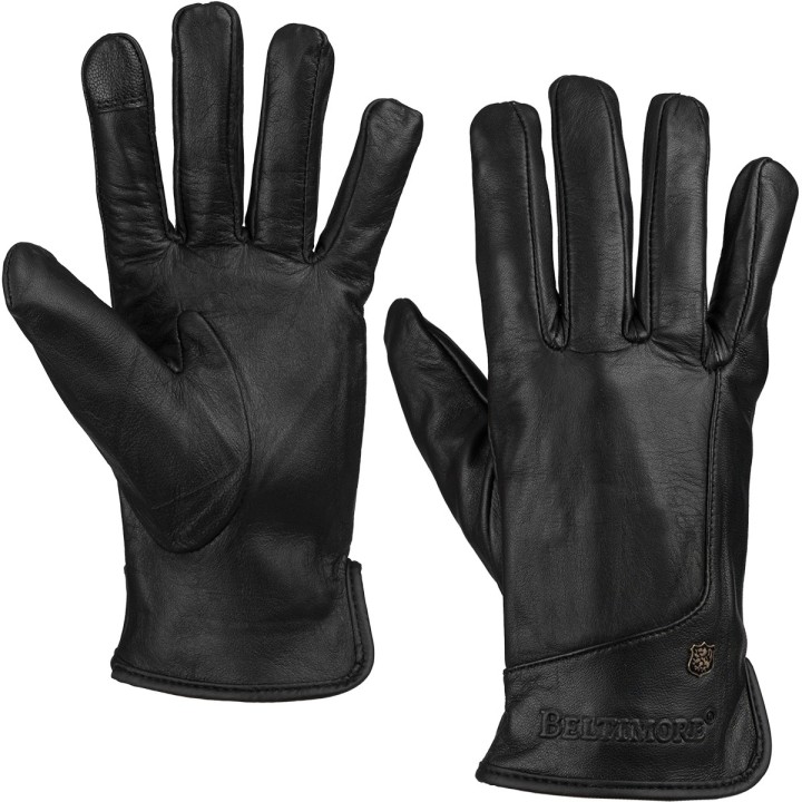 Rękawiczki skórzane damskie czarne polar touch finger BELTIMORE | Krateczka.pl
