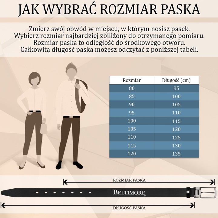 Skórzany pasek damski  skóra nat 3 cm Beltimore D73 |Krateczka.pl