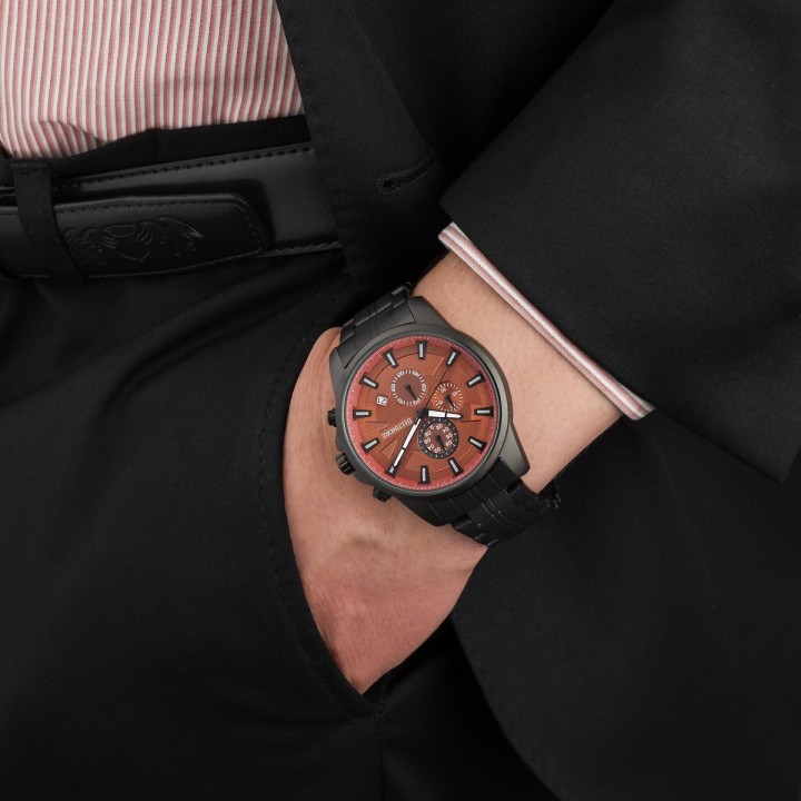 Zegarek męski bransoleta duży czarny datownik chronograf Beltimore BT04- krateczka.pl