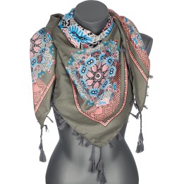 Szara chusta w kwiaty i paisley – stylowy dodatek DB-9B| Krateczka.pl