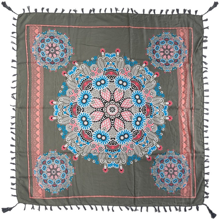 Szara chusta w kwiaty i paisley – stylowy dodatek DB-9B| Krateczka.pl