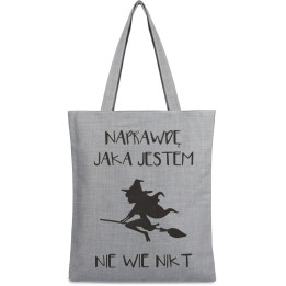 Szara Torba wielorazowa duża shopper z nadrukiem TA-55grey - Krateczka.pl