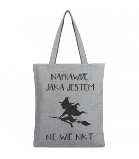 Szara Torba wielorazowa duża shopper z nadrukiem TA-55grey - Krateczka.pl