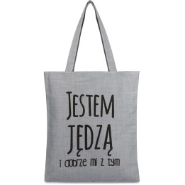Szara Torba wielorazowa duża shopper z nadrukiem TA-58grey - Krateczka.pl