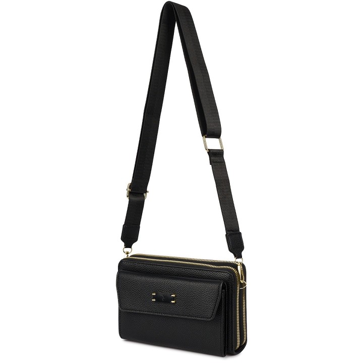Czarna Torebka damska crossbody na telefon i karty POR-T-54- Krateczka.pl