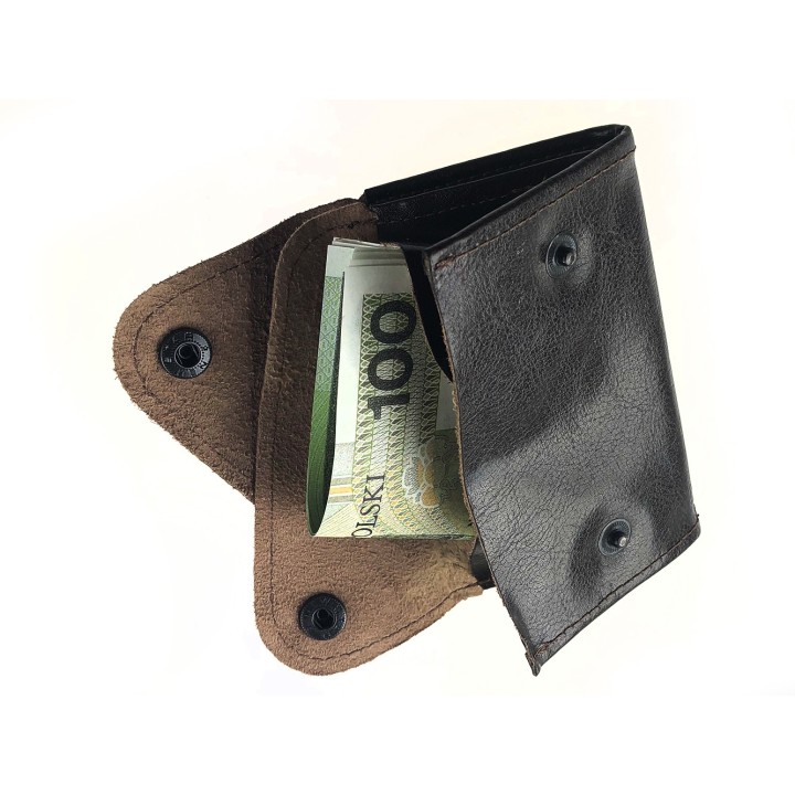 Banknotówka portfel brązowy etui na pieniądze retro uniseks skórzane G63