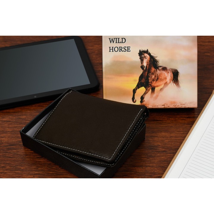 Portfel męski skórzany ciemnobrązowy vintage duży RFiD I45
