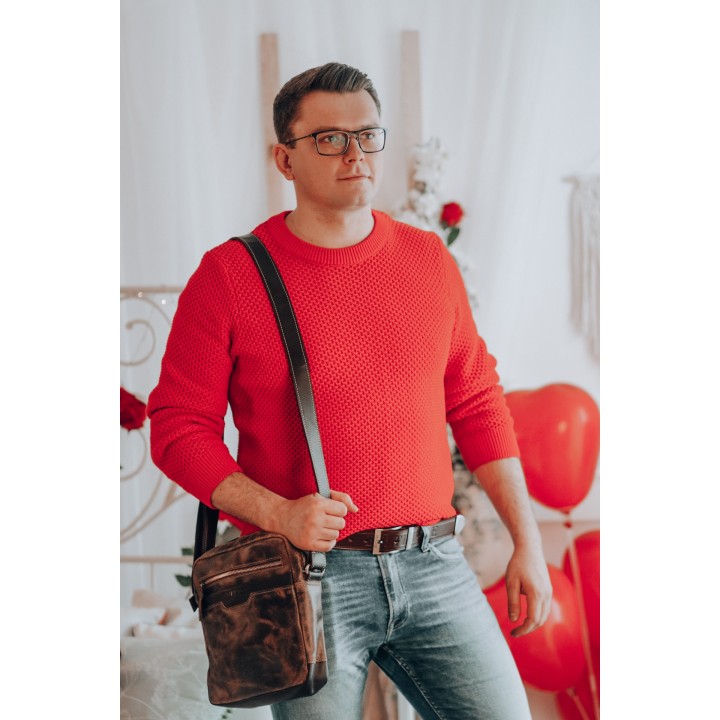 Beltimore męski skórzany pasek szeroki jeans brązowy 523- Krateczka.pl