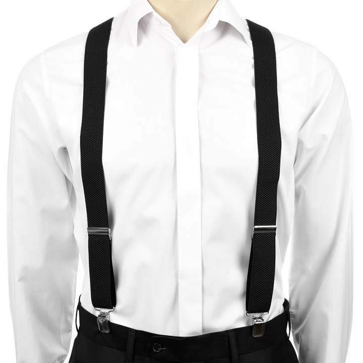 Szelki do spodni męskie eleganckie mocne V czarne SZ2 | krateczka.pl