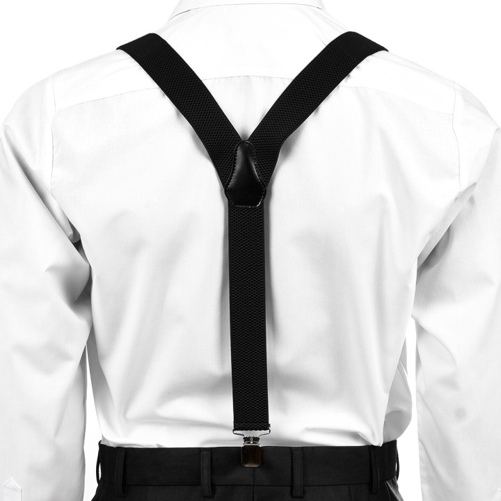 Szelki do spodni męskie eleganckie mocne V czarne SZ2 | krateczka.pl
