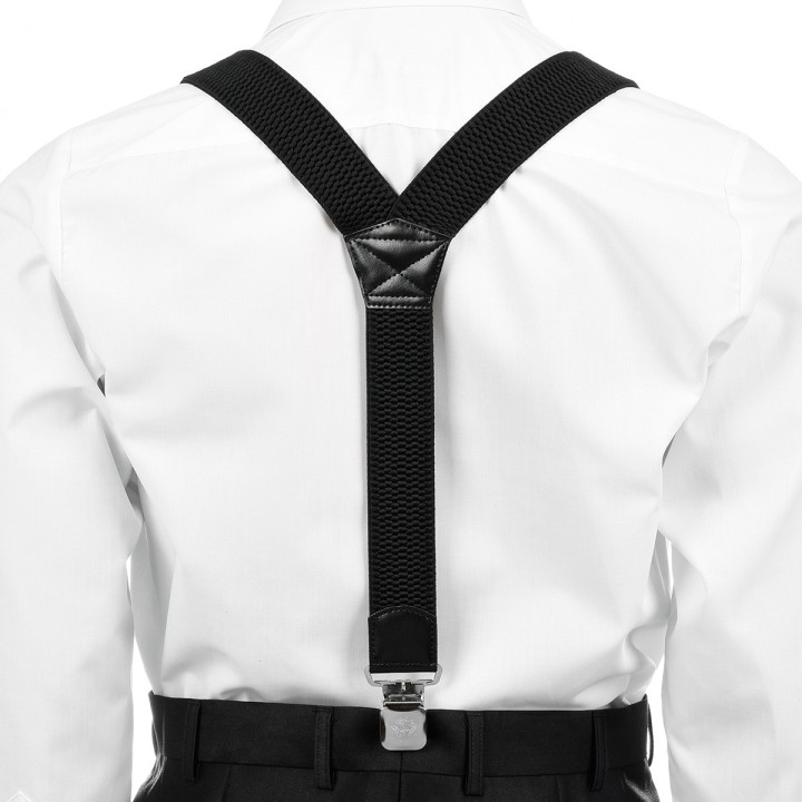 Szelki do spodni męskie eleganckie mocne Y czarne SZ3 | krateczka.pl