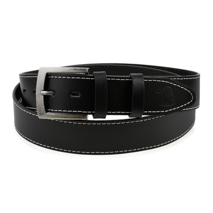 Pasek męski skórzany klamra 4 cm czarny BELTIMORE A31 | krateczka.pl