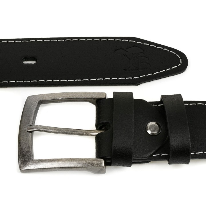 Pasek męski skórzany klamra 4 cm czarny BELTIMORE A31 | krateczka.pl