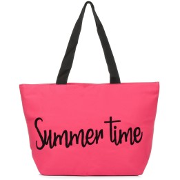 Różowa Duża torba plażowa torebka summer time | Krateczka.pl