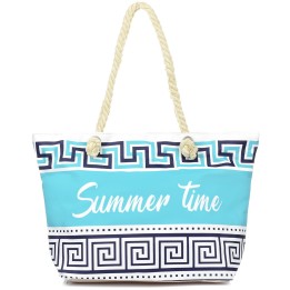 Duża torba plażowa torebka summer time lekka błękitna| Krateczka.pl