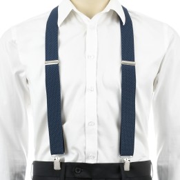 Szelki do spodni męskie eleganckie mocne V granatowe SZ2 | krateczka.pl