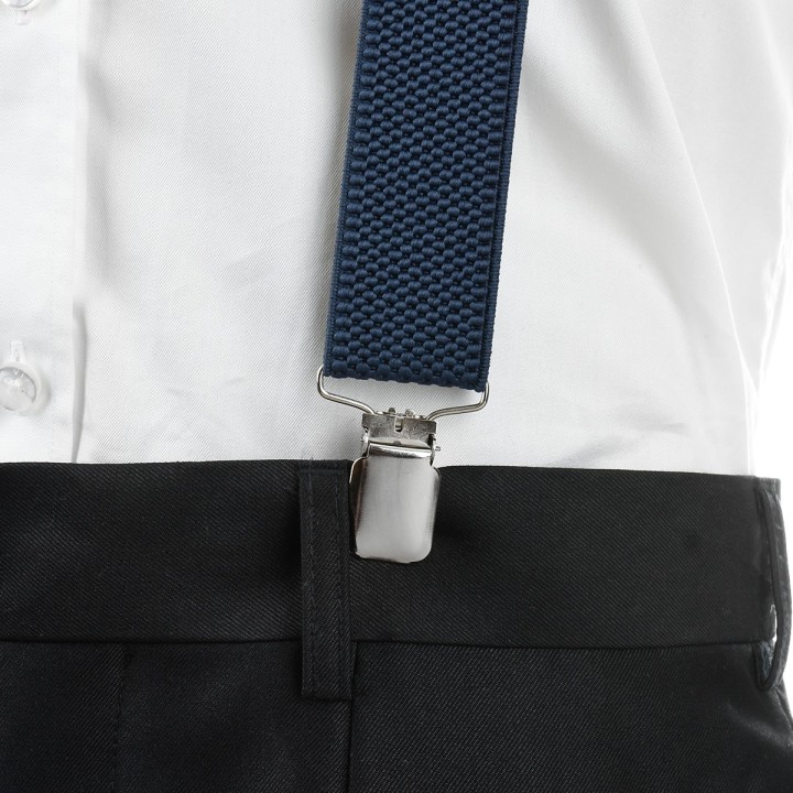 Szelki do spodni męskie eleganckie mocne V granatowe SZ2 | krateczka.pl