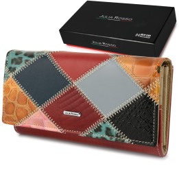 Portfel patchwork boho Julia Rososo skóra duży - Sklep Krateczka
